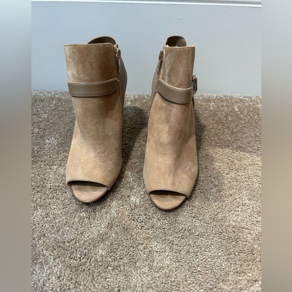 Marc Fisher Peep-Toe Booties In Tan Size 6.5 - image 2